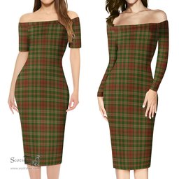 Pierce Tartan Off Shoulder Lady Dress Tartan Plaid Long Dress - ScotsTee Shop
