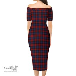 MacLachlan Tartan Off Shoulder Lady Dress Tartan Plaid Long Dress - ScotsTee Shop