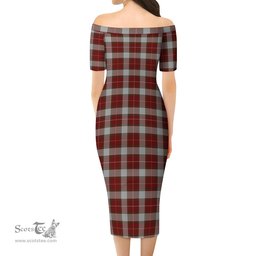 MacFie Dress Tartan Off Shoulder Lady Dress Tartan Plaid Long Dress - ScotsTee Shop