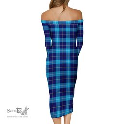 McKerrell Tartan Off Shoulder Lady Dress Tartan Plaid Long Dress - ScotsTee Shop