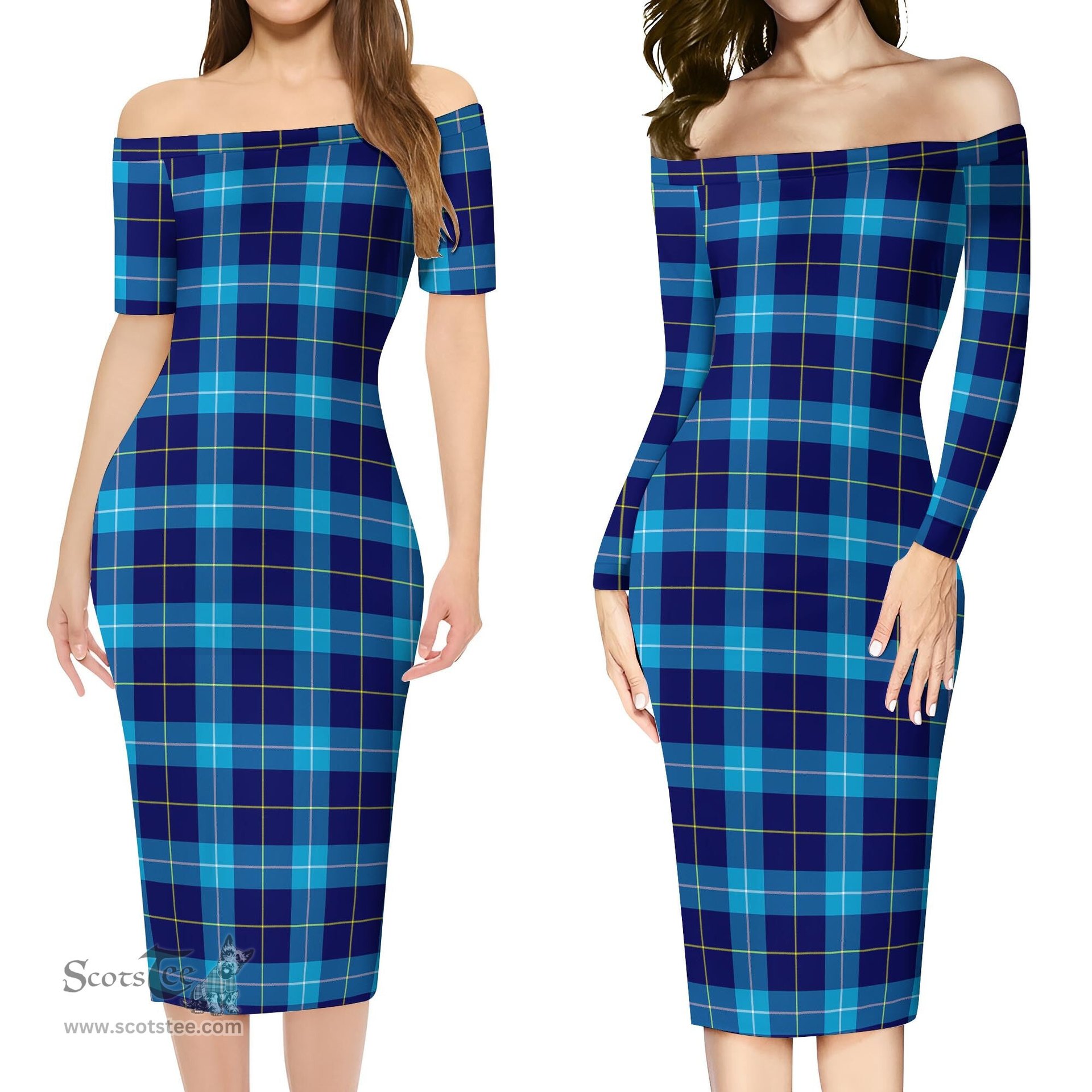 McKerrell Tartan Off Shoulder Lady Dress Tartan Plaid Long Dress - ScotsTee Shop