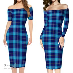 McKerrell Tartan Off Shoulder Lady Dress Tartan Plaid Long Dress - ScotsTee Shop