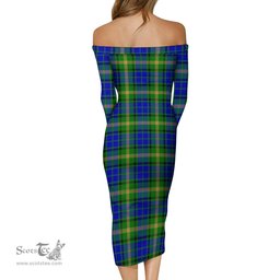Maitland Tartan Off Shoulder Lady Dress Tartan Plaid Long Dress - ScotsTee Shop