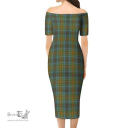 O'Brien Tartan Off Shoulder Lady Dress Tartan Plaid Long Dress - ScotsTee Shop