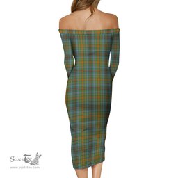 O'Brien Tartan Off Shoulder Lady Dress Tartan Plaid Long Dress - ScotsTee Shop