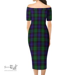 Mitchell Tartan Off Shoulder Lady Dress Tartan Plaid Long Dress - ScotsTee Shop