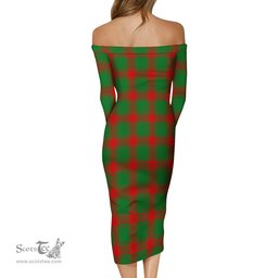 Middleton Modern Tartan Off Shoulder Lady Dress Tartan Plaid Long Dress - ScotsTee Shop