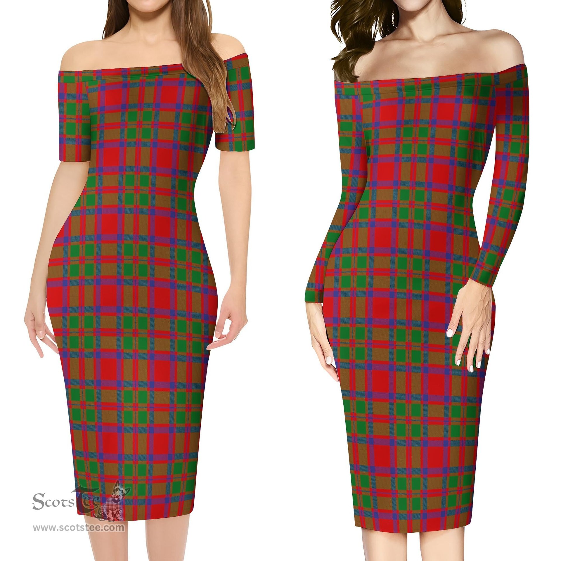 MacKintosh Modern Tartan Off Shoulder Lady Dress Tartan Plaid Long Dress - ScotsTee Shop
