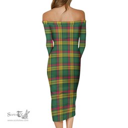 MacMillan Old Ancient Tartan Off Shoulder Lady Dress Tartan Plaid Long Dress - ScotsTee Shop