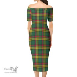 MacMillan Old Ancient Tartan Off Shoulder Lady Dress Tartan Plaid Long Dress - ScotsTee Shop