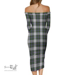Pritchard Tartan Off Shoulder Lady Dress Tartan Plaid Long Dress - ScotsTee Shop