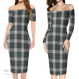 Pritchard Tartan Off Shoulder Lady Dress Tartan Plaid Long Dress - ScotsTee Shop
