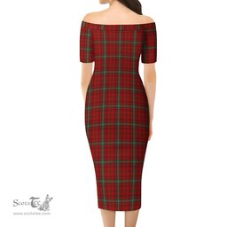 Morrison Ancient Tartan Off Shoulder Lady Dress Tartan Plaid Long Dress - ScotsTee Shop