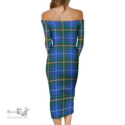 Nova Scotia Province Canada Tartan Off Shoulder Lady Dress Tartan Plaid Long Dress - ScotsTee Shop