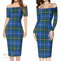 Nova Scotia Province Canada Tartan Off Shoulder Lady Dress Tartan Plaid Long Dress - ScotsTee Shop