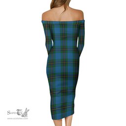 Murray of Elibank Tartan Off Shoulder Lady Dress Tartan Plaid Long Dress - ScotsTee Shop