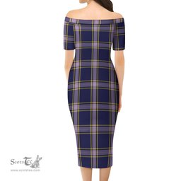 Nunavut Territory Canada Tartan Off Shoulder Lady Dress Tartan Plaid Long Dress - ScotsTee Shop
