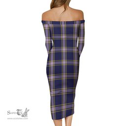 Nunavut Territory Canada Tartan Off Shoulder Lady Dress Tartan Plaid Long Dress - ScotsTee Shop