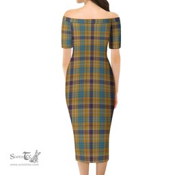 Ottawa Canada Tartan Off Shoulder Lady Dress Tartan Plaid Long Dress - ScotsTee Shop