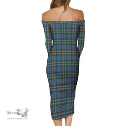 Ralston UK Tartan Off Shoulder Lady Dress Tartan Plaid Long Dress - ScotsTee Shop