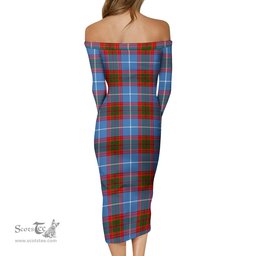Pennycook Tartan Off Shoulder Lady Dress Tartan Plaid Long Dress - ScotsTee Shop