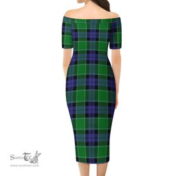 Monteith Tartan Off Shoulder Lady Dress Tartan Plaid Long Dress - ScotsTee Shop
