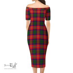 Riddell Tartan Off Shoulder Lady Dress Tartan Plaid Long Dress - ScotsTee Shop