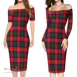 Riddell Tartan Off Shoulder Lady Dress Tartan Plaid Long Dress - ScotsTee Shop