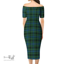 O'Donohue Tartan Off Shoulder Lady Dress Tartan Plaid Long Dress - ScotsTee Shop