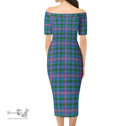Ralston Tartan Off Shoulder Lady Dress Tartan Plaid Long Dress - ScotsTee Shop