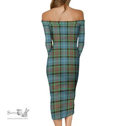 Paisley Tartan Off Shoulder Lady Dress Tartan Plaid Long Dress - ScotsTee Shop
