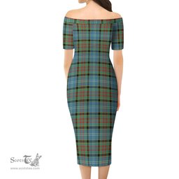 Paisley Tartan Off Shoulder Lady Dress Tartan Plaid Long Dress - ScotsTee Shop