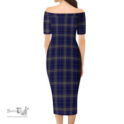 Rhys of Wales Tartan Off Shoulder Lady Dress Tartan Plaid Long Dress - ScotsTee Shop