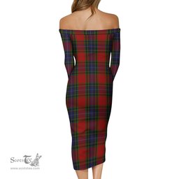Manson Tartan Off Shoulder Lady Dress Tartan Plaid Long Dress - ScotsTee Shop