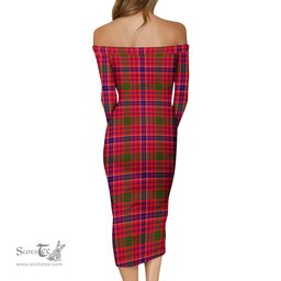 MacRow Tartan Off Shoulder Lady Dress Tartan Plaid Long Dress - ScotsTee Shop