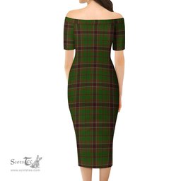 Murphy Tartan Off Shoulder Lady Dress Tartan Plaid Long Dress - ScotsTee Shop