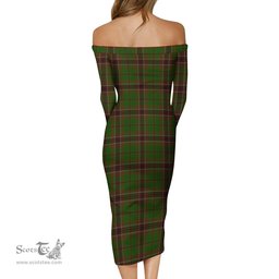 Murphy Tartan Off Shoulder Lady Dress Tartan Plaid Long Dress - ScotsTee Shop
