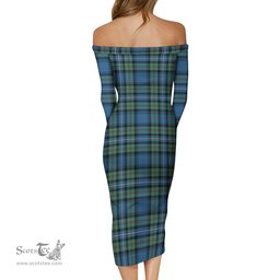 Robertson Hunting Ancient Tartan Off Shoulder Lady Dress Tartan Plaid Long Dress - ScotsTee Shop