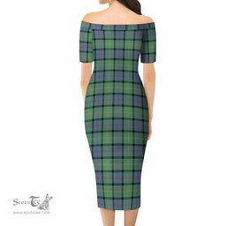 MacThomas Ancient Tartan Off Shoulder Lady Dress Tartan Plaid Long Dress - ScotsTee Shop