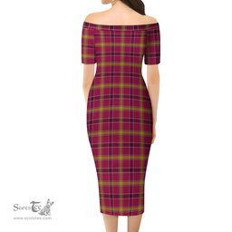 O'Meehan Tartan Off Shoulder Lady Dress Tartan Plaid Long Dress - ScotsTee Shop