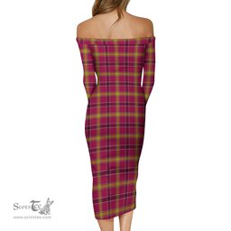 O'Meehan Tartan Off Shoulder Lady Dress Tartan Plaid Long Dress - ScotsTee Shop