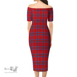 Rait Tartan Off Shoulder Lady Dress Tartan Plaid Long Dress - ScotsTee Shop