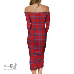 Rait Tartan Off Shoulder Lady Dress Tartan Plaid Long Dress - ScotsTee Shop