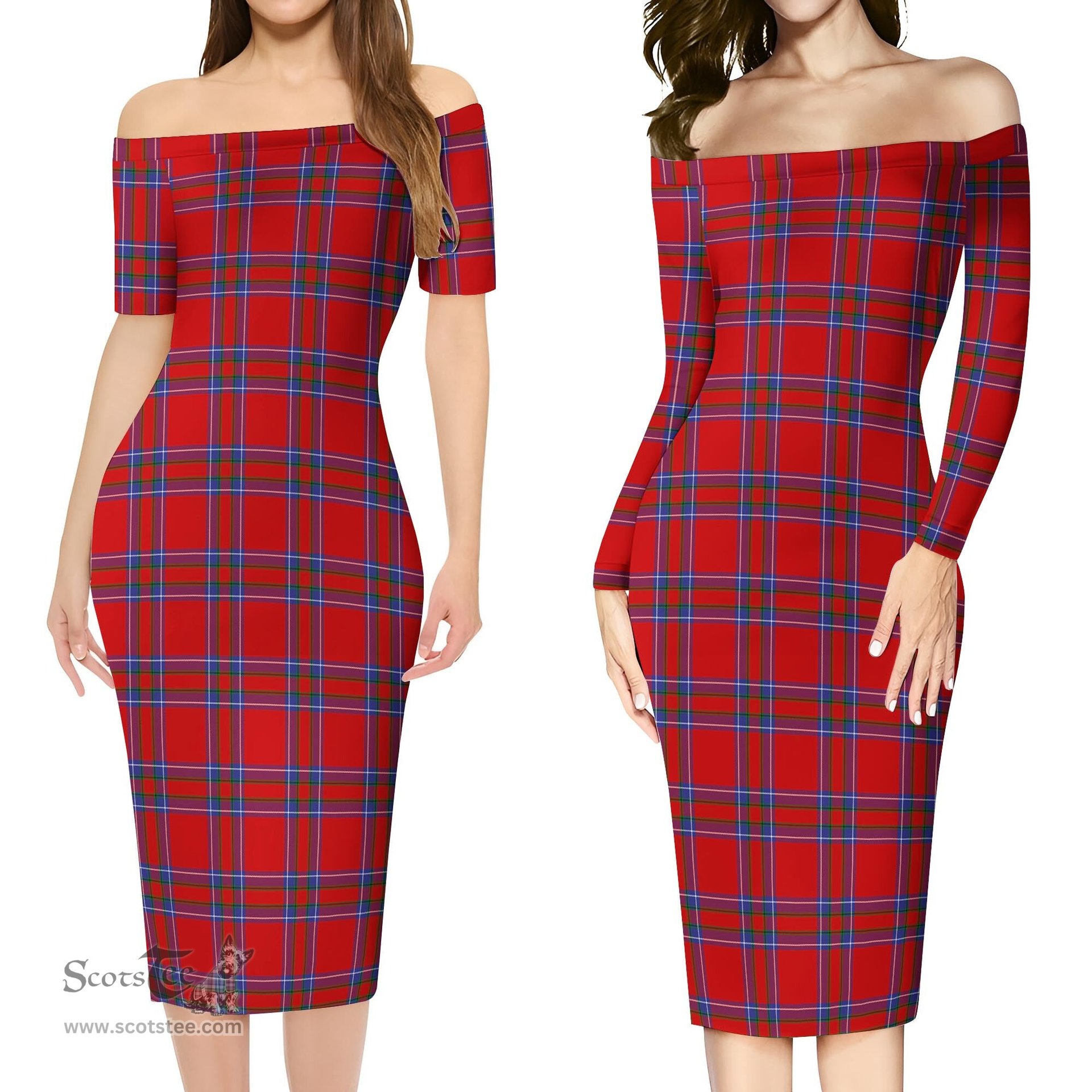 Rait Tartan Off Shoulder Lady Dress Tartan Plaid Long Dress - ScotsTee Shop