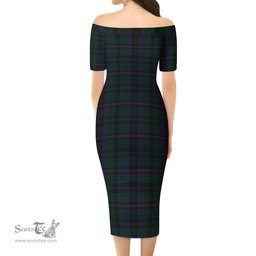 Phillips of Wales Tartan Off Shoulder Lady Dress Tartan Plaid Long Dress - ScotsTee Shop