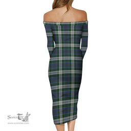 MacInnes Dress Tartan Off Shoulder Lady Dress Tartan Plaid Long Dress - ScotsTee Shop
