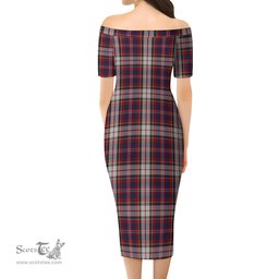 MacFarlane Dress Tartan Off Shoulder Lady Dress Tartan Plaid Long Dress - ScotsTee Shop