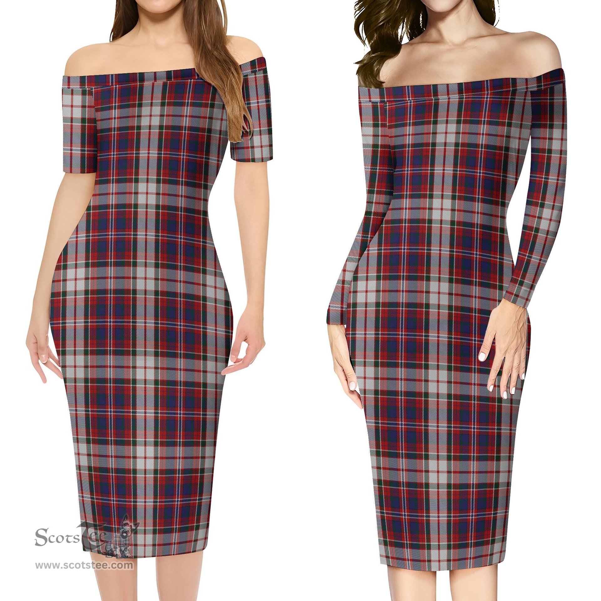 MacFarlane Dress Tartan Off Shoulder Lady Dress Tartan Plaid Long Dress - ScotsTee Shop