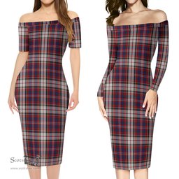 MacFarlane Dress Tartan Off Shoulder Lady Dress Tartan Plaid Long Dress - ScotsTee Shop