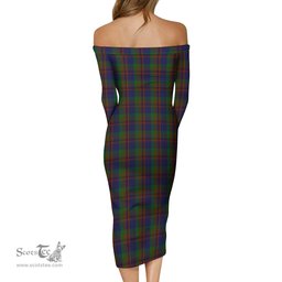 Mann Tartan Off Shoulder Lady Dress Tartan Plaid Long Dress - ScotsTee Shop
